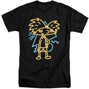 AN OFFCIALLY LICENSED HEY ARNOLD HEY ARNOLD NEON MEN'S TALL FIT T-SHIRT BLACK