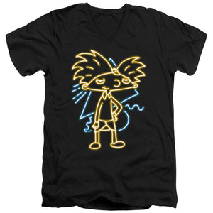 AN OFFCIALLY LICENSED HEY ARNOLD HEY ARNOLD NEON MEN'S V-NECK T-SHIRT BLACK