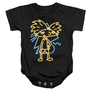 AN OFFCIALLY LICENSED HEY ARNOLD HEY ARNOLD NEON BABY BODYSUIT BLACK