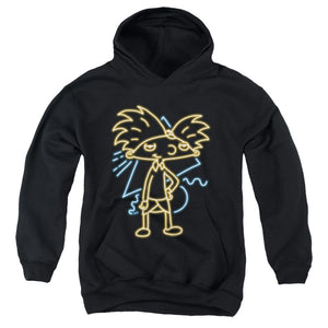 AN OFFCIALLY LICENSED HEY ARNOLD HEY ARNOLD NEON YOUTH HOODIE BLACK