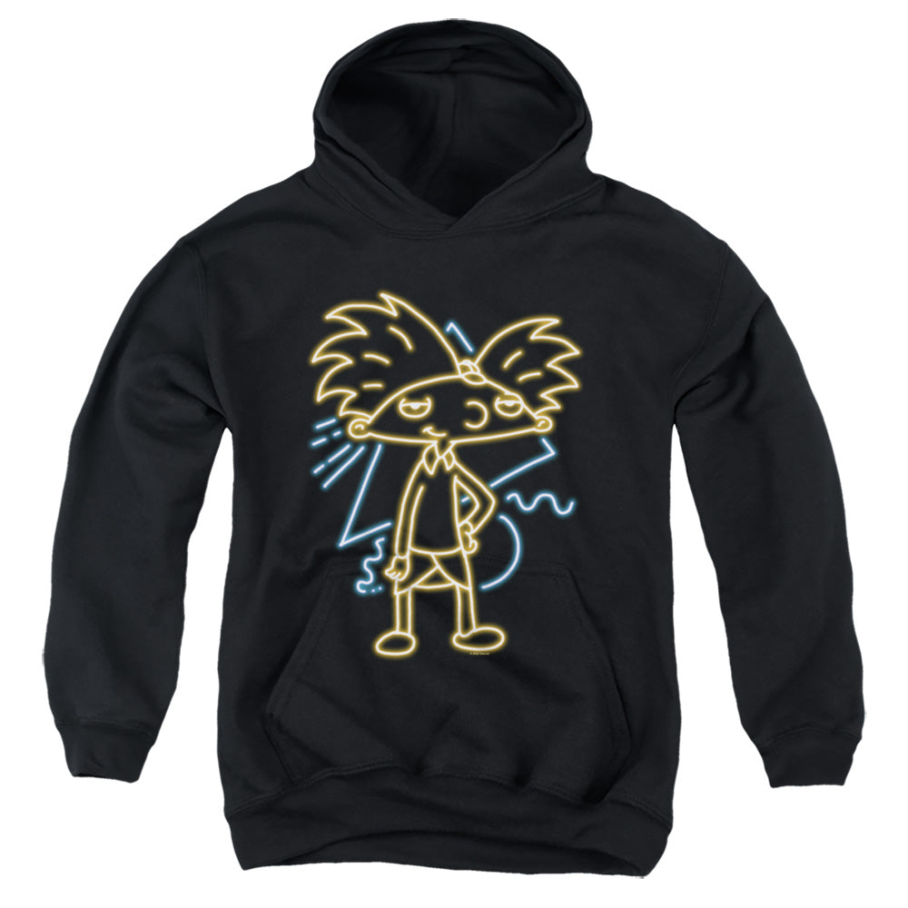 AN OFFCIALLY LICENSED HEY ARNOLD HEY ARNOLD NEON YOUTH HOODIE BLACK