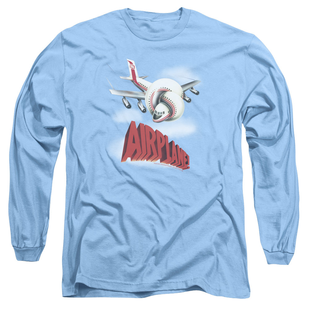 AN OFFCIALLY LICENSED AIRPLANE LOGO MEN'S LONG SLEEVE T-SHIRT CAROLINA BLUE