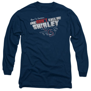 AN OFFCIALLY LICENSED AIRPLANE DONT CALL ME SHIRLEY MEN'S LONG SLEEVE T-SHIRT NAVY