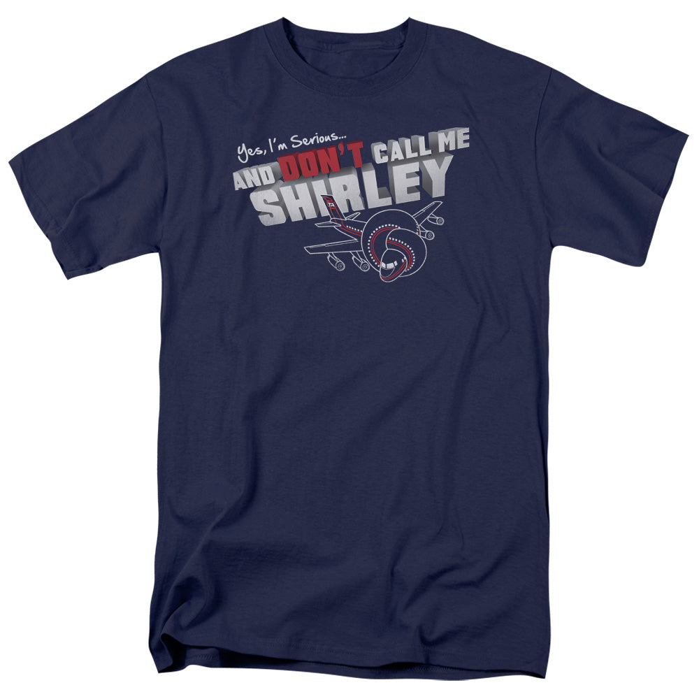 AN OFFCIALLY LICENSED AIRPLANE DONT CALL ME SHIRLEY MEN'S REGULAR FIT T-SHIRT NAVY