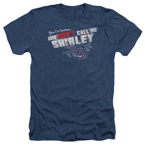 AN OFFCIALLY LICENSED AIRPLANE DONT CALL ME SHIRLEY MEN'S HEATHER T-SHIRT NAVY
