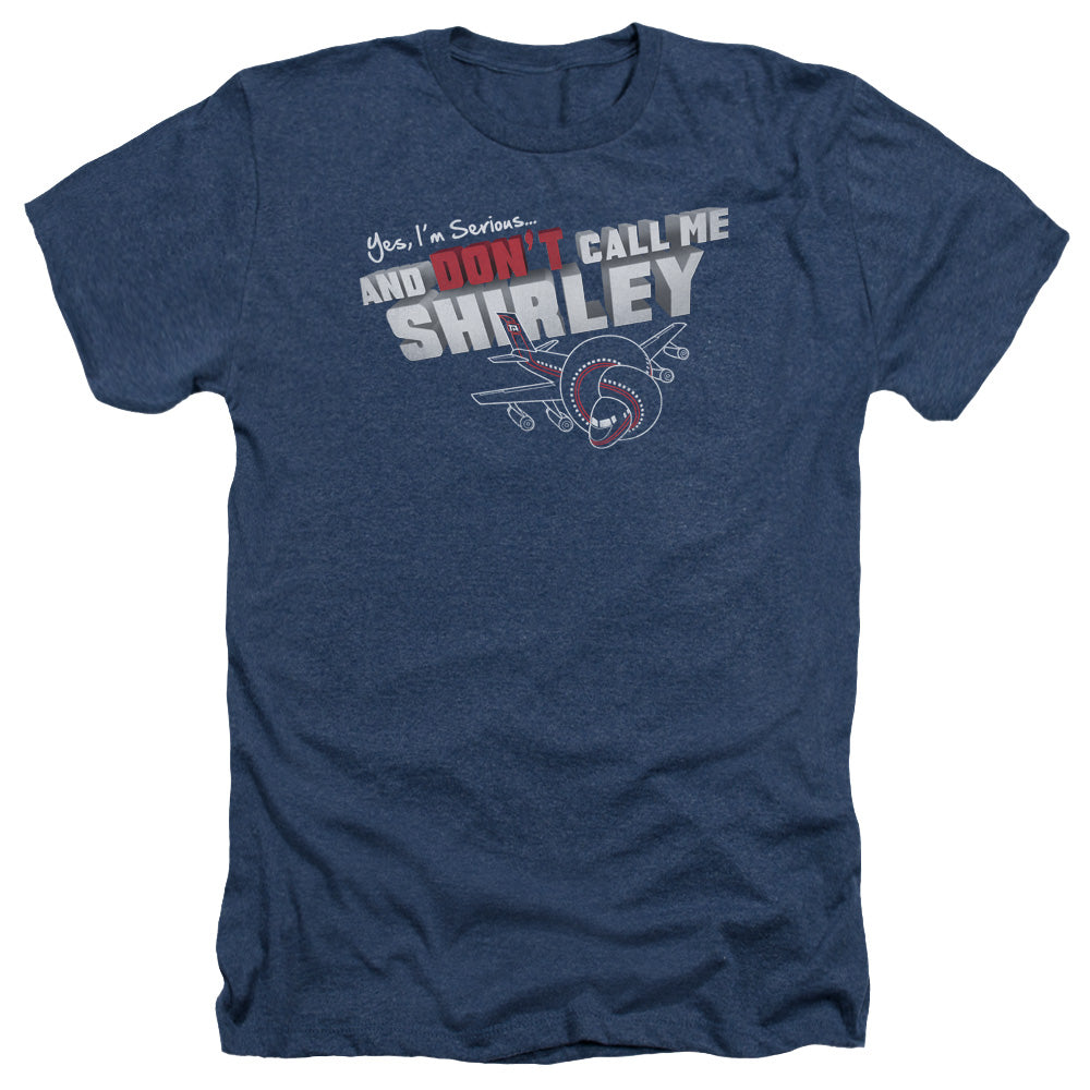 AN OFFCIALLY LICENSED AIRPLANE DONT CALL ME SHIRLEY MEN'S HEATHER T-SHIRT NAVY