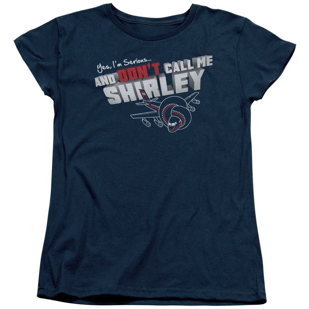AN OFFCIALLY LICENSED AIRPLANE DONT CALL ME SHIRLEY WOMEN'S REGULAR FIT T-SHIRT NAVY
