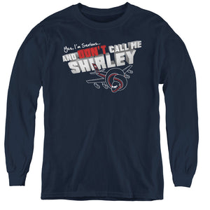 AN OFFCIALLY LICENSED AIRPLANE DONT CALL ME SHIRLEY YOUTH LONG SLEEVE T-SHIRT NAVY