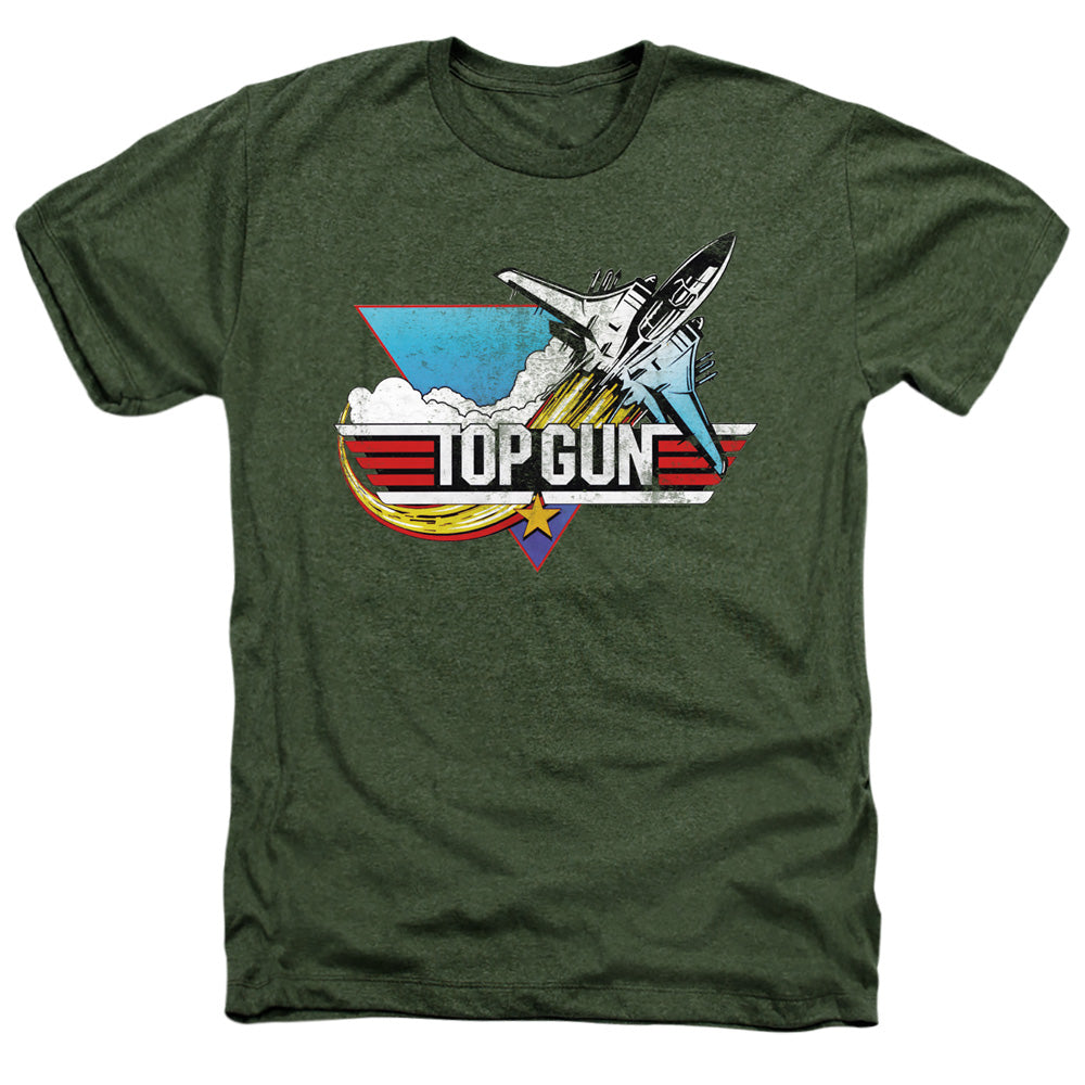 Top Gun Distressed Logo Licensed Adult Unisex T-Shirt Heather Tee LG