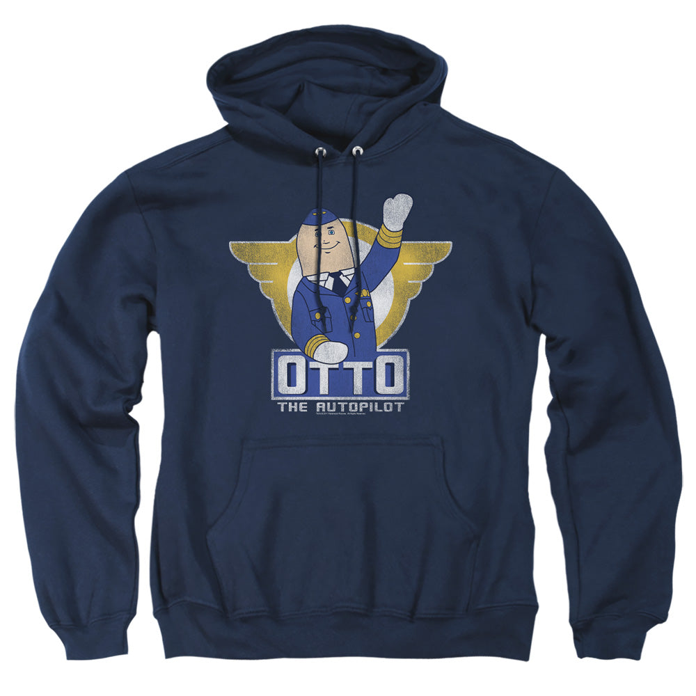 AN OFFCIALLY LICENSED AIRPLANE OTTO ADULT UNISEX PULLOVER HOODIE NAVY