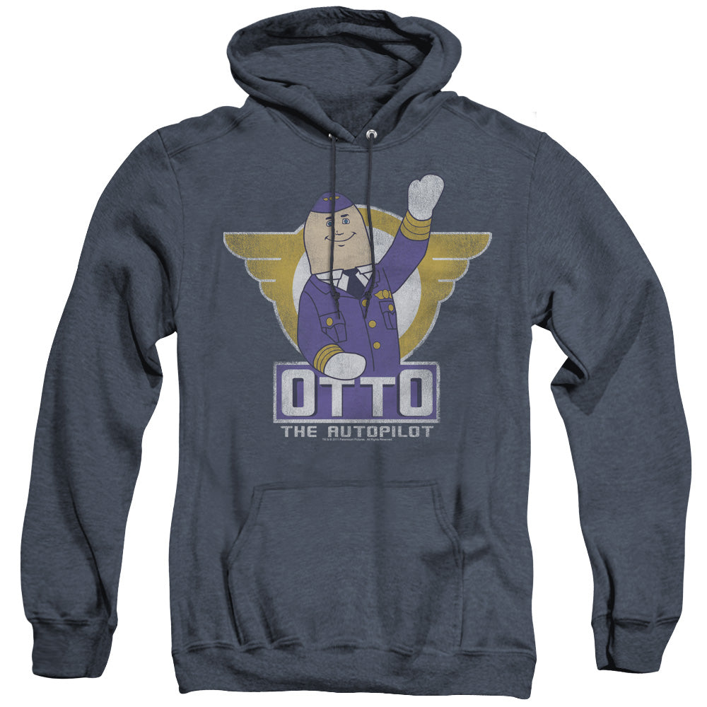 AN OFFCIALLY LICENSED AIRPLANE OTTO ADULT UNISEX HEATHER PULLOVER HOODIE NAVY