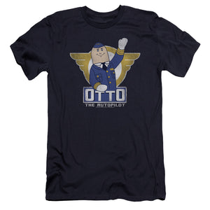AN OFFCIALLY LICENSED AIRPLANE OTTO MEN'S PREMIUM SLIM FIT T-SHIRT NAVY