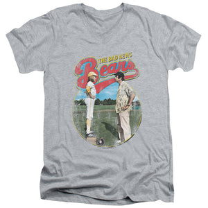 AN OFFCIALLY LICENSED BAD NEWS BEARS VINTAGE MEN'S V-NECK T-SHIRT ATHLETIC HEATHER