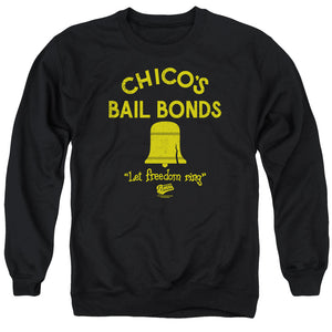 AN OFFCIALLY LICENSED BAD NEWS BEARS CHICOS BAIL BONDS ADULT UNISEX CREWNECK SWEATSHIRT BLACK