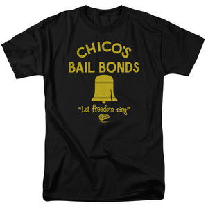 AN OFFCIALLY LICENSED BAD NEWS BEARS CHICOS BAIL BONDS MEN'S REGULAR FIT T-SHIRT BLACK