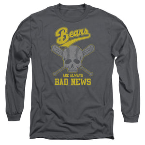 AN OFFCIALLY LICENSED BAD NEWS BEARS ALWAYS BAD NEWS MEN'S LONG SLEEVE T-SHIRT CHARCOAL