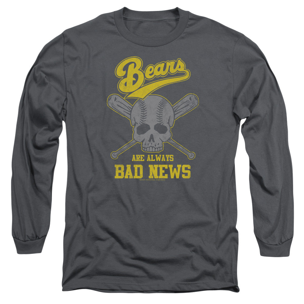 AN OFFCIALLY LICENSED BAD NEWS BEARS ALWAYS BAD NEWS MEN'S LONG SLEEVE T-SHIRT CHARCOAL
