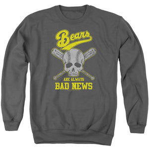 AN OFFCIALLY LICENSED BAD NEWS BEARS ALWAYS BAD NEWS ADULT UNISEX CREWNECK SWEATSHIRT CHARCOAL