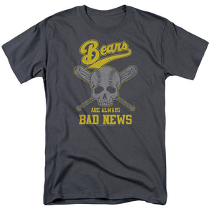 AN OFFCIALLY LICENSED BAD NEWS BEARS ALWAYS BAD NEWS MEN'S REGULAR FIT T-SHIRT CHARCOAL