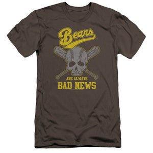 AN OFFCIALLY LICENSED BAD NEWS BEARS ALWAYS BAD NEWS MEN'S PREMIUM SLIM FIT T-SHIRT CHARCOAL