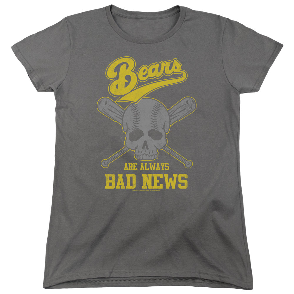AN OFFCIALLY LICENSED BAD NEWS BEARS ALWAYS BAD NEWS WOMEN'S REGULAR FIT T-SHIRT CHARCOAL