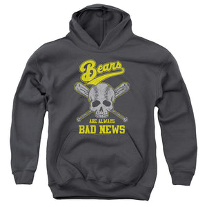 AN OFFCIALLY LICENSED BAD NEWS BEARS ALWAYS BAD NEWS YOUTH HOODIE CHARCOAL