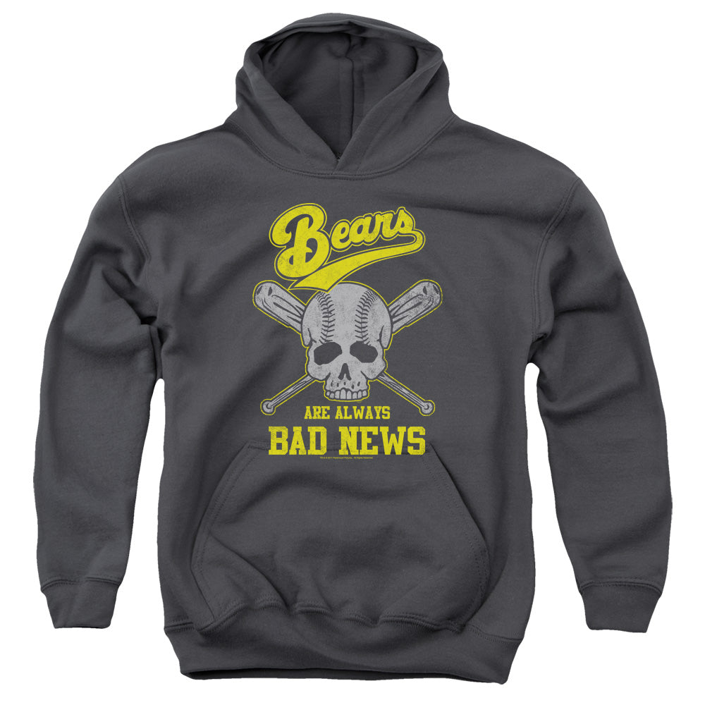 AN OFFCIALLY LICENSED BAD NEWS BEARS ALWAYS BAD NEWS YOUTH HOODIE CHARCOAL