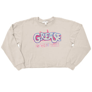 AN OFFCIALLY LICENSED GREASE GREASE IS THE WORD WOMEN'S CROP SWEATSHIRT CREAM