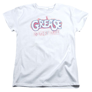 AN OFFCIALLY LICENSED GREASE GREASE IS THE WORD WOMEN'S REGULAR FIT T-SHIRT WHITE