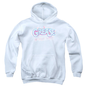 AN OFFCIALLY LICENSED GREASE GREASE IS THE WORD YOUTH HOODIE WHITE