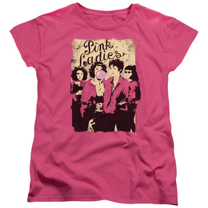 AN OFFCIALLY LICENSED GREASE PINK LADIES WOMEN'S REGULAR FIT T-SHIRT HOT PINK