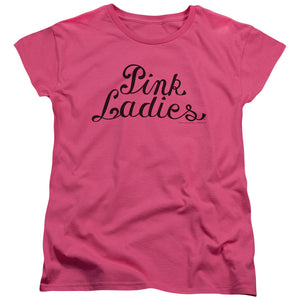 AN OFFCIALLY LICENSED GREASE PINK LADIES LOGO WOMEN'S REGULAR FIT T-SHIRT HOT PINK