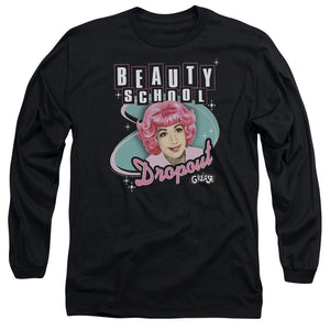 AN OFFCIALLY LICENSED GREASE BEAUTY SCHOOL DROPOUT MEN'S LONG SLEEVE T-SHIRT BLACK