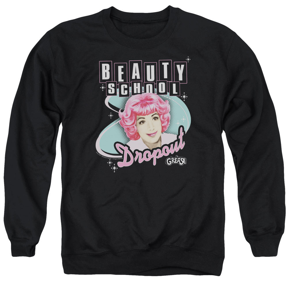 AN OFFCIALLY LICENSED GREASE BEAUTY SCHOOL DROPOUT ADULT UNISEX CREWNECK SWEATSHIRT BLACK