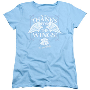 AN OFFCIALLY LICENSED ITS A WONDERFUL LIFE DEAR GEORGE WOMEN'S REGULAR FIT T-SHIRT LIGHT BLUE