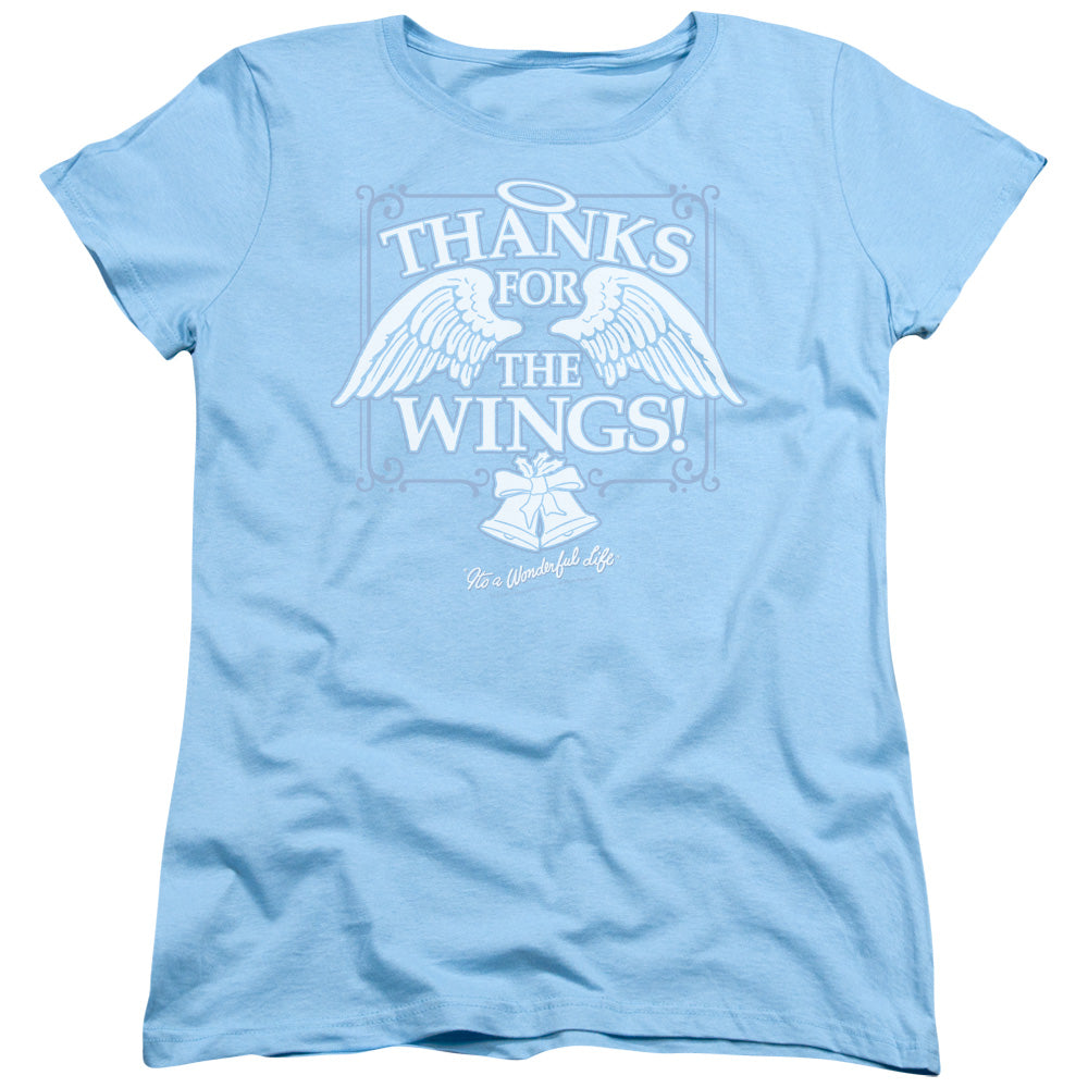 AN OFFCIALLY LICENSED ITS A WONDERFUL LIFE DEAR GEORGE WOMEN'S REGULAR FIT T-SHIRT LIGHT BLUE