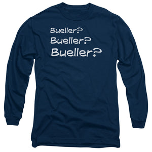 AN OFFCIALLY LICENSED FERRIS BUELLER BUELLER? MEN'S LONG SLEEVE T-SHIRT NAVY