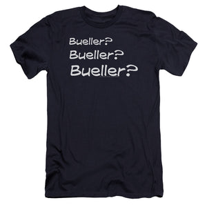 AN OFFCIALLY LICENSED FERRIS BUELLER BUELLER? MEN'S PREMIUM SLIM FIT T-SHIRT NAVY