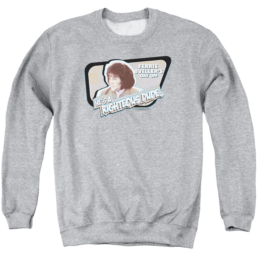 AN OFFCIALLY LICENSED FERRIS BUELLER GRACE ADULT UNISEX CREWNECK SWEATSHIRT ATHLETIC HEATHER