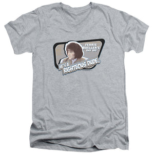 AN OFFCIALLY LICENSED FERRIS BUELLER GRACE MEN'S V-NECK T-SHIRT ATHLETIC HEATHER