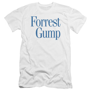 AN OFFCIALLY LICENSED FORREST GUMP LOGO MEN'S PREMIUM SLIM FIT T-SHIRT WHITE