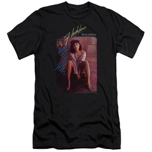 AN OFFCIALLY LICENSED FLASHDANCE TITLE MEN'S PREMIUM SLIM FIT T-SHIRT BLACK
