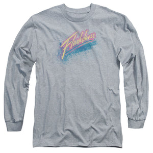 AN OFFCIALLY LICENSED FLASHDANCE SPRAY LOGO MEN'S LONG SLEEVE T-SHIRT ATHLETIC HEATHER