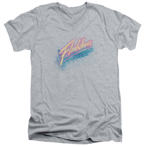 AN OFFCIALLY LICENSED FLASHDANCE SPRAY LOGO MEN'S V-NECK T-SHIRT ATHLETIC HEATHER