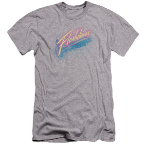 AN OFFCIALLY LICENSED FLASHDANCE SPRAY LOGO MEN'S PREMIUM SLIM FIT T-SHIRT ATHLETIC HEATHER