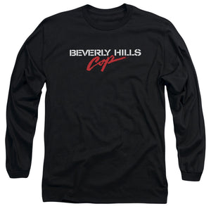 AN OFFCIALLY LICENSED BEVERLY HILLS COP LOGO MEN'S LONG SLEEVE T-SHIRT BLACK