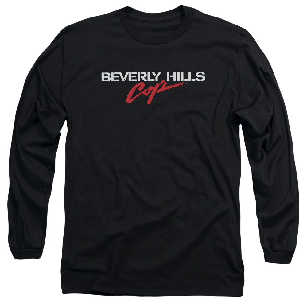 AN OFFCIALLY LICENSED BEVERLY HILLS COP LOGO MEN'S LONG SLEEVE T-SHIRT BLACK