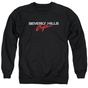 AN OFFCIALLY LICENSED BEVERLY HILLS COP LOGO ADULT UNISEX CREWNECK SWEATSHIRT BLACK