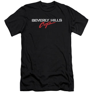 AN OFFCIALLY LICENSED BEVERLY HILLS COP LOGO MEN'S PREMIUM SLIM FIT T-SHIRT BLACK