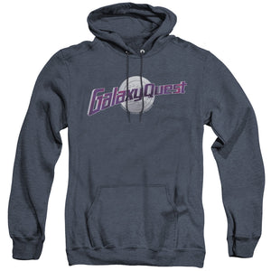 AN OFFCIALLY LICENSED GALAXY QUEST LOGO ADULT UNISEX HEATHER PULLOVER HOODIE NAVY